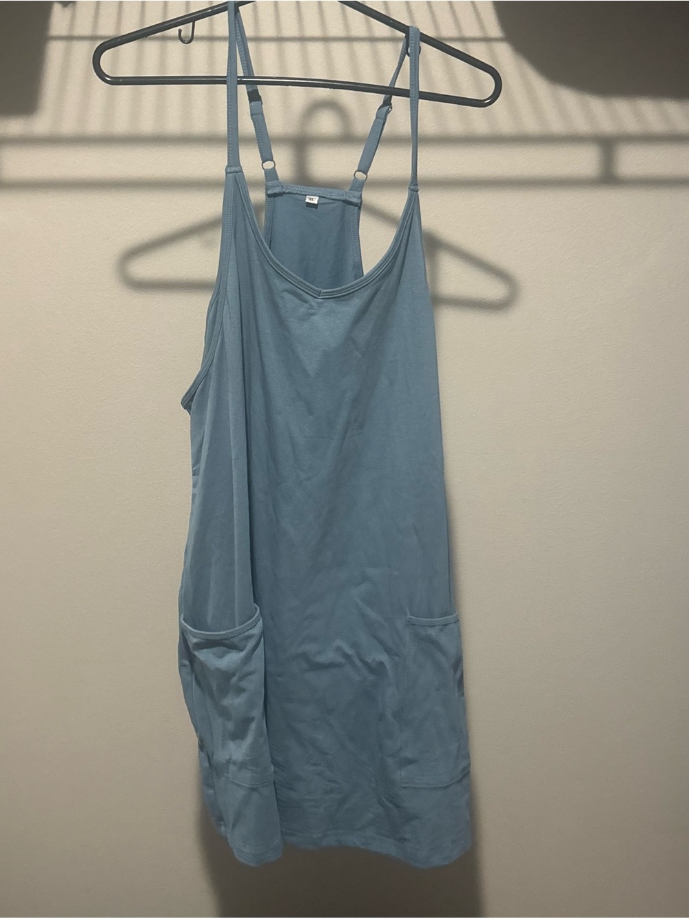 Light Blue Women's Tank Dress with Pockets